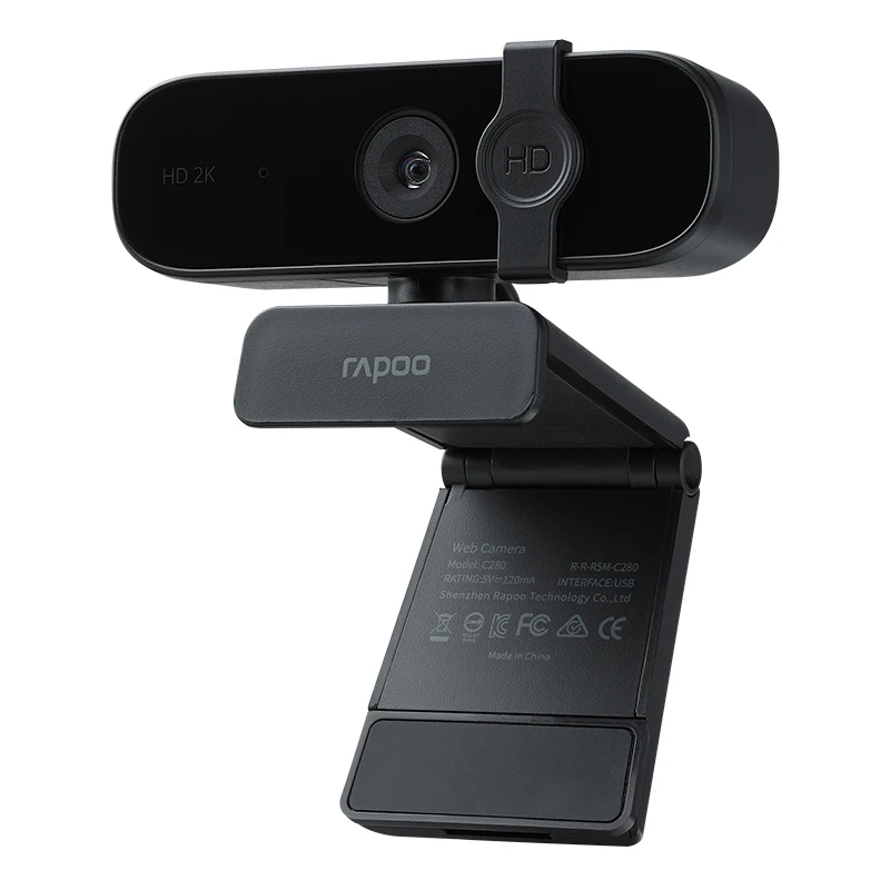 وب‌کم رپو (Rapoo) مدل C280 2K – کیفیت تصویر QHD | میکروفون داخلی | اتصال USB Plug & Play