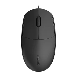 موس باسیم RAPOO مدل N100 مشکی | طراحی ارگونومیک و متقارن | دقت 1600 DPI | اتصال USB سازگار با Windows و macOS